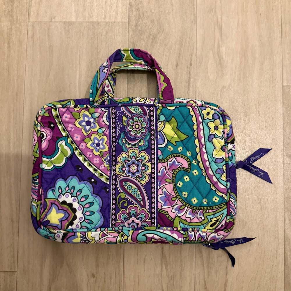 Vera Bradley Hanging Travel Organizer Cosmetic Bag Purple Paisley Floral